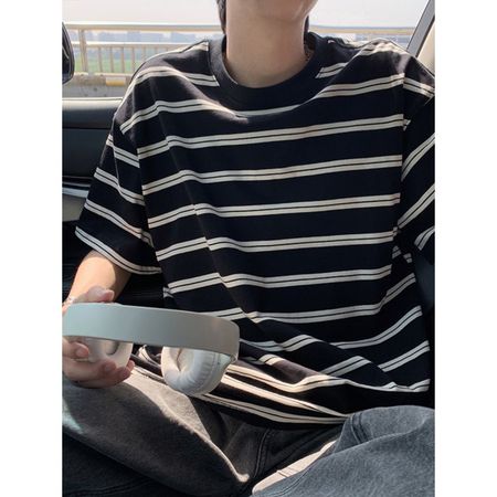 Men's Loose Striped Short-Sleeved T-Shirt